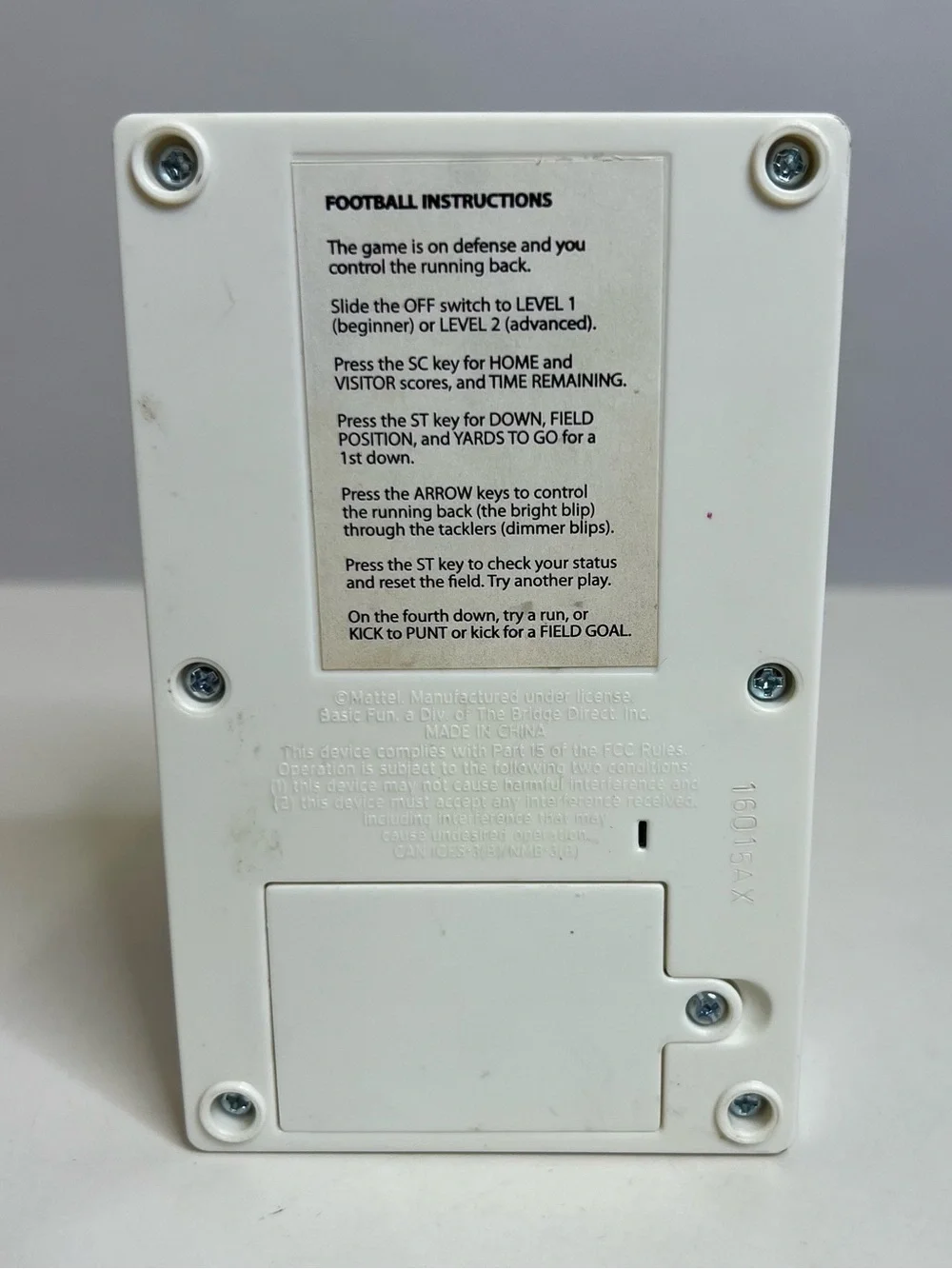 Mattel Electronic Football Handheld Game - White with Red & Blue Buttons